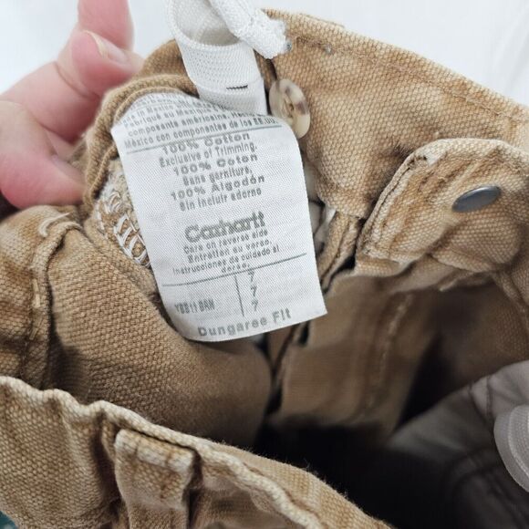 Carhartt Boys Dungaree Fit Size 7 Brown Carpenter Duck Canvas Pants - Picture 6 of 6